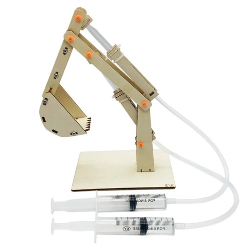 DIY hydraulisk arm 3D-modell träpedagogiskt byggsats med sprutor fysikexperiment vetenskaplig leksak för barn