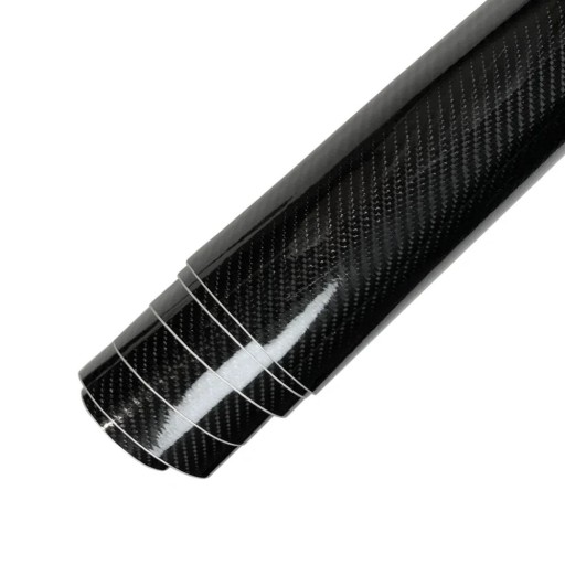 6D svart kolfiberfolie för bilar 30 cm x 150 cm självhäftande PVC-film med glansig kolfibereffekt för bilar och motorcyklar
