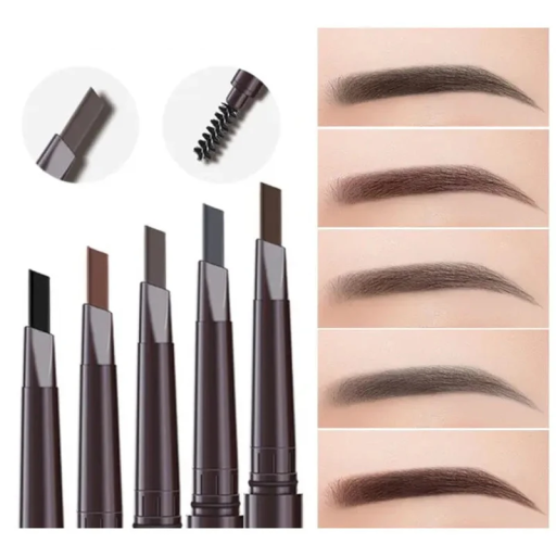 Dubbelhövdad ögonbrynspenna med borste Vattentät långvarig ögonbrynspenna för exakt formning och styling av ögonbryn Vardaglig makeup