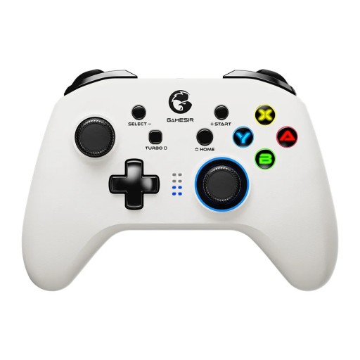 GameSir T4 Pro trådlös vit spelkontroll med gyroskop, vibration, RGB-bakgrundsbelysning och stöd för flera plattformar