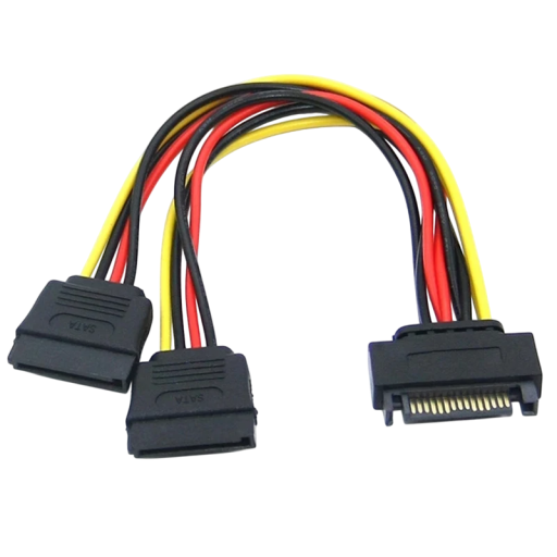 Strömfördelarekabel 15-pins SATA-hane till 2x 15-pins hona 20 cm för HDD/SSD-strömförsörjning 5V/2A och 12V/2A hårddisk Datortillbehör