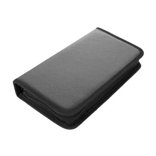 Bärbart fodral för 80 CD- och DVD-skivor 28,5x15,5x4,8 cm Skivhållare med dragkedja Vändbar plånbok Förvaringsalbum för media Skivarkivering