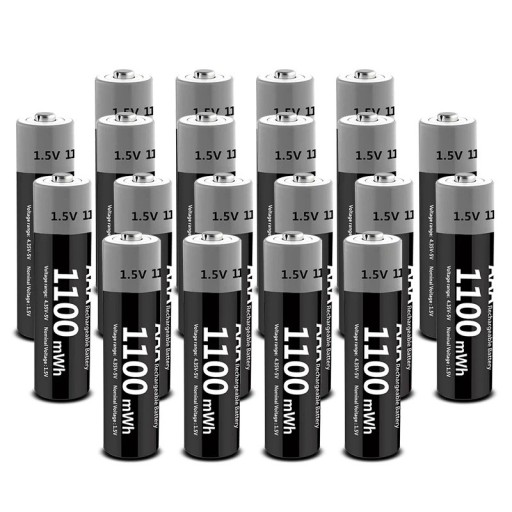 Set med 20 laddningsbara AAA-batterier 1100 mWh Litiumjonbatterier USB-C-laddning Kompakt format Återanvändbar Ekonomisk och ekologisk lösning