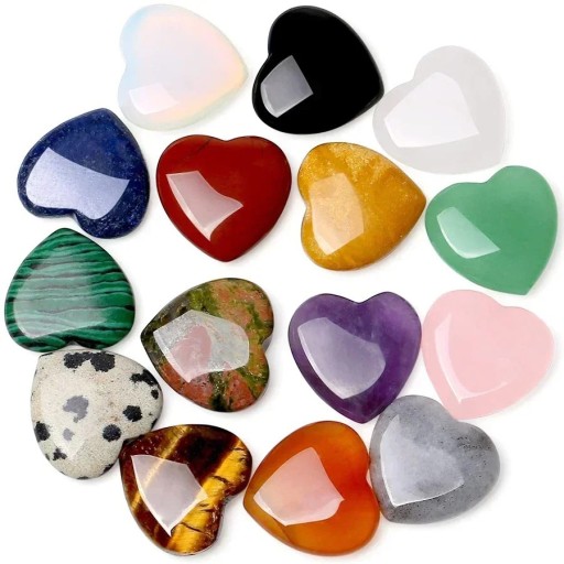 Set med 10 naturliga kristaller Rosenkvarts Hjärta Heminredning Chakrastenar Reiki Healing mineraler Färgglada ädelstenar