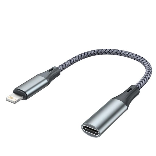 Lightning till USB-C-adapter Grå 60W Snabbladdning och dataöverföring Ansluter iPhone till USB-C-kablar och laddare