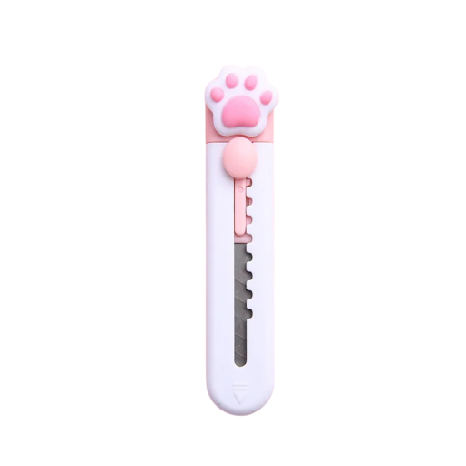 Mini cortador branco com patinha Fofinho cortador de cartas Cortador de plástico para pacotes para casa escola escritório uso diário