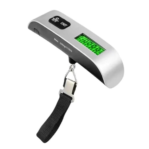 Digital hängande bagagevåg 50 kg bärbar våg med LCD-skärm elektronisk resevåg med rem för resväska och väska