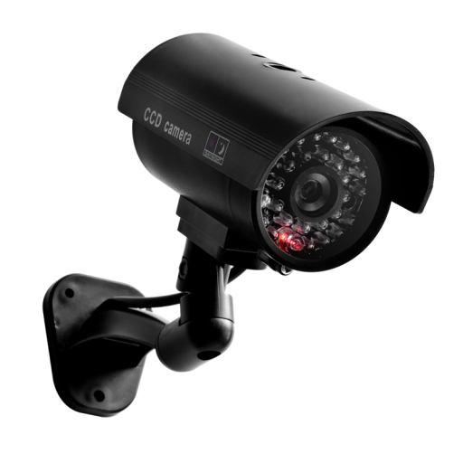 Falsk säkerhetskamera med röd LED-indikatorlampa, kupolkamerasimulering, stöldskydd, avskräckande effekt för inomhus- och utomhusbruk
