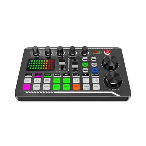 Ljudkort med DJ-mixer och röstväxlare 190x120 mm Bluetooth-ljudgränssnitt för streaming Sång ABS-plast
