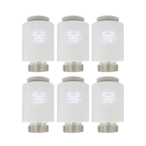 Set med 6 smarta termostatventiler, Tuya ZigBee temperaturkontroll, Smart Life-app, Alexa, Google Home, veckoschema, radiator