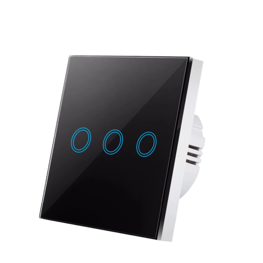 Smart Home Touch-strömbrytare 3-vägs 220V Härdat Glas ABS Elegant Panel 8,6 x 8,6 cm Pekkontroll Ljusindikering