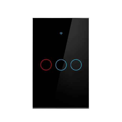 LED Smart Touch Väggströmbrytare 12 x 7,2 cm WiFi Bluetooth 3-vägs Glaspanel Mobil styrning Alexa Google Home