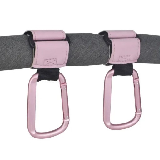 Set med 2 barnvagnskrokar med karbinhake 20 cm Justerbar väskhållare Shoppingrem för barnvagnshandtag