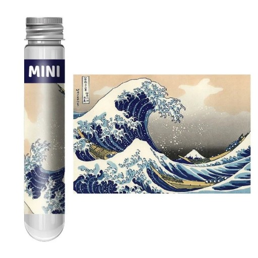 Pussel 150 bitar i ett provrör 15 x 10 cm Japan Den stora vågen utanför Kanagawa Berömda målningar av Hokusai Kreativ present Julkomposition