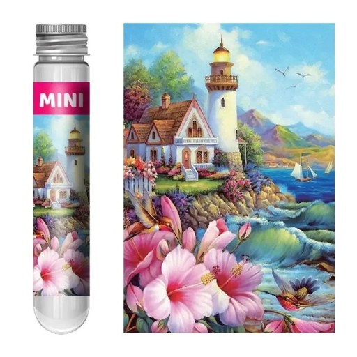 Pussel 150 bitar i ett provrör 15 x 10 cm Sakura-tåg Fyr och romantisk stad Pedagogisk leksak Avkopplande pussel för barn och vuxna