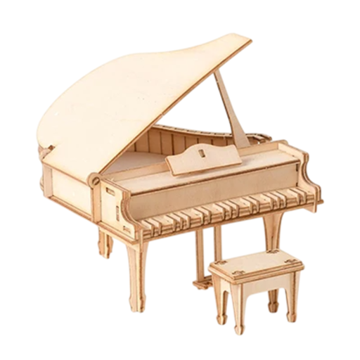 Träpusselmodell av 3D-piano 116x122x128 mm Gör-det-själv-montering musikalisk miniatyr Handmonterad present till barn vuxna och tonåringar