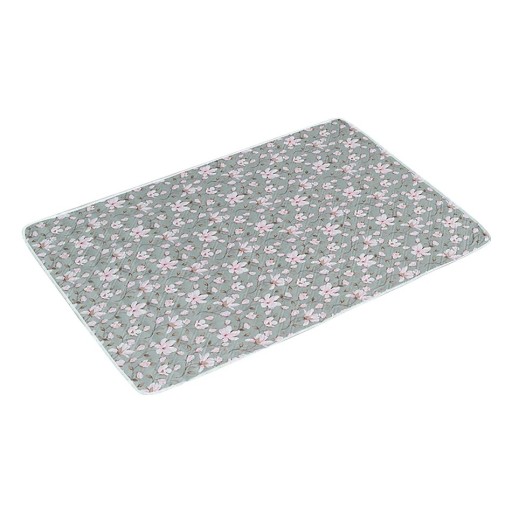 Skötbädd 80x120 cm 4-lagers vattentät bädd tillverkad av ekologisk bomull Rosa blommor Tvättbart skydd mot olyckor och menstruation