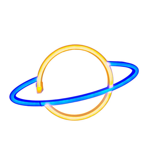 LED-neonväggdekoration 30 x 17 cm Planet med ring USB eller 3x AA-batterier Ljusmotiv på väggen Barnrum Sovrum