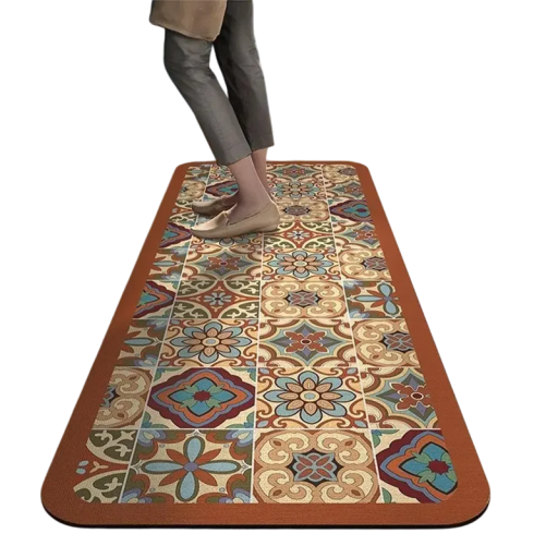 Halkfri matta 50 x 80 cm Retro kakelmönster köksdörrmatta Absorberande badrumsmatta hallmatta vardagsrum sovrum