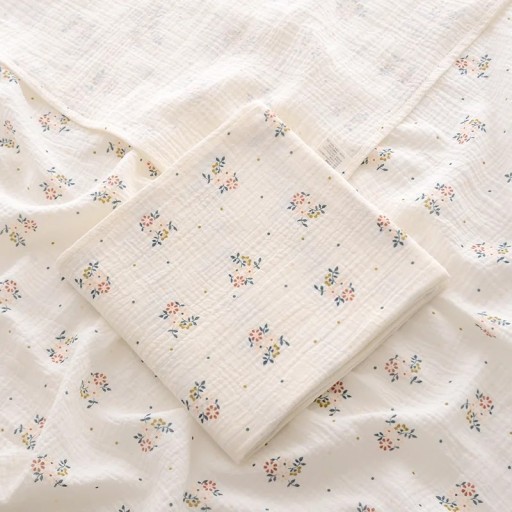 Bomullsmuslinfilt för spädbarn 100x100 cm babyhandduk linda färgglatt blommönster för nyfödda badrum sovande