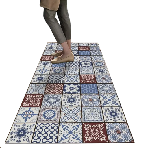 Halkfri matta 50x80 cm köksmatta absorberande badrumsmatta retro kakelmönster dekoration golv vardagsrum kök