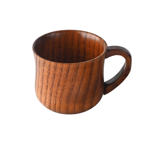 Trämugg med handtag 200 ml Jujube-muggar Massiv mugg för kaffe och te Naturlig träkopp 7x7x9,5 cm för varma drycker