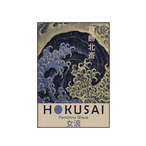 Poster Kvinna Våg 40x60 cm Japansk Konst Vintagetryck Oinramad Väggdekoration Gästrum Hem Bar Café Interiörmålning