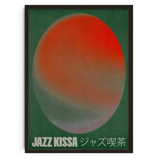Vintage poster 50x70 cm Abstrakt jazzillustration JAZZ KISSA Modern konsttryck på duk med japanskt motiv Ingen ram