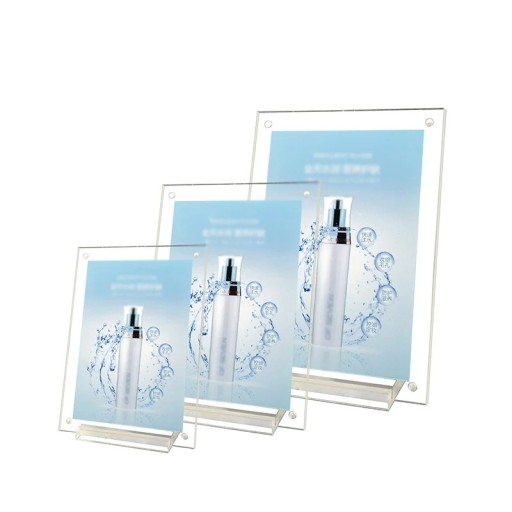 Transparent akryl bordsram 10x20 cm stativ fotoram för affischer, flyers, prislappar och vykort vertikal displayram