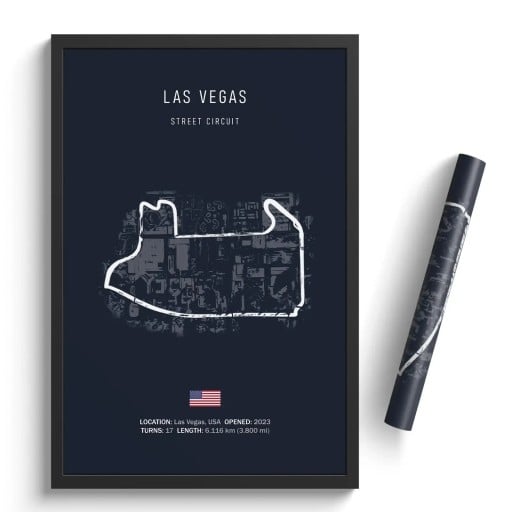 Poster Las Vegas Circuit 30x40 cm HD Canvastavla Formel 1 Motorsport Konsttryck Utan ram Väggdekoration Vardagsrum Hem