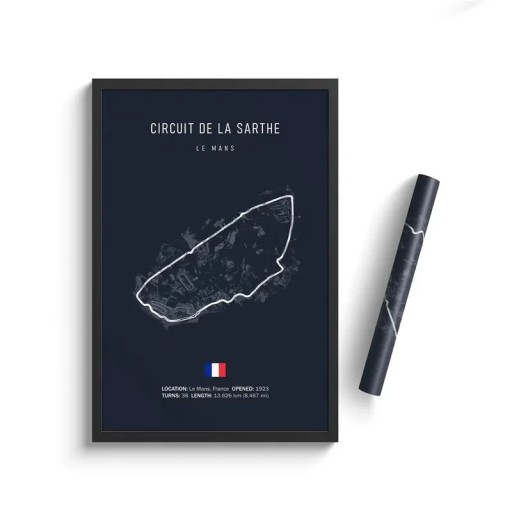 Poster Circuit de la Sarthe 30x40 cm HD Canvastavla Le Mans Motorsport Konstdekoration Oinramad Hem Vardagsrum Vägg