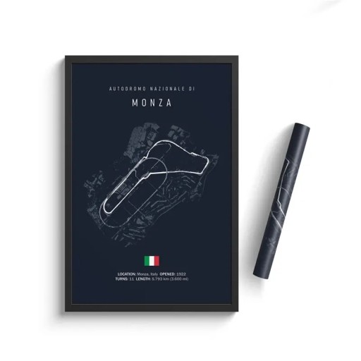 Poster Monza Circuit 30x40 cm HD Canvastavla Formel 1 Motorsport Konstdekoration Oinramad Hemma Vardagsrum Racing Poster