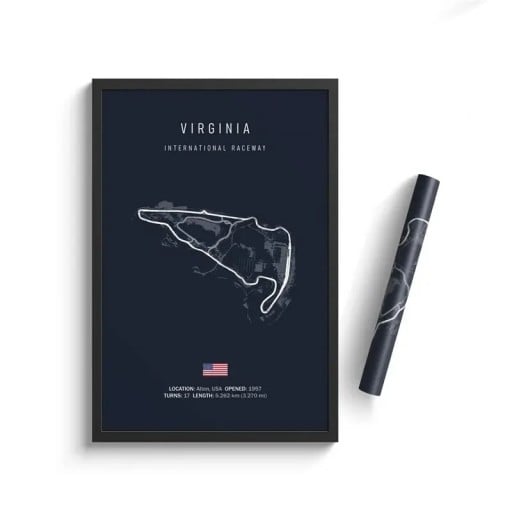 Poster Virginia International Raceway 30x40 cm HD Canvastavla Motorsport Konstdekoration Oinramad Hem Vardagsrum