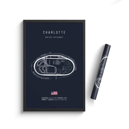 Charlotte Motor Speedway Poster 30x40 cm HD Canvastavla Motorsportdekoration Oinramad Vardagsrumskonst Racerbana