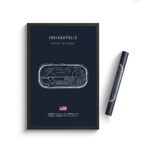 Poster Indianapolis Motor Speedway 30x40 cm HD Canvastavla Formel 1 Motorsport Konstdekoration Oinramad Vardagsrum