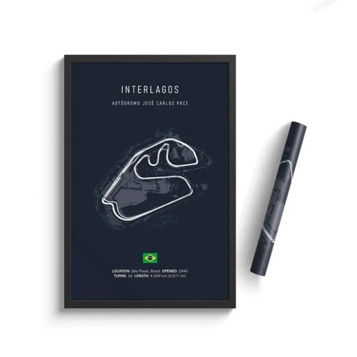 Formel 1-poster Interlagos Circuit 30x40 cm HD Canvastavla Ramlös Väggdekoration Racerbana Hem Sportkonst