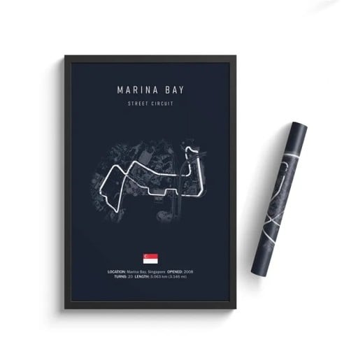 Formel 1-poster Marina Bay Circuit 30x40 cm HD-canvastryck Ramlös väggdekoration Nattlopp Modern sportkonst