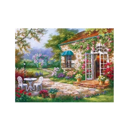 5D DIY diamantmålning 30x40cm skogshus landskap runda strass broderikonst kit korsstygn heminredning present