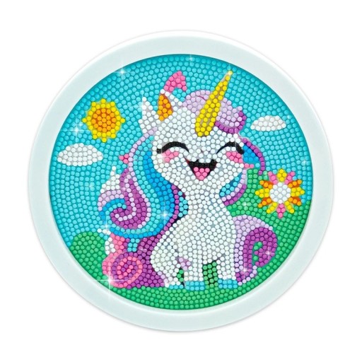 5D Diamantmålningssats Enhörning 17x17 cm Rund Ram Barnpyssel Gör-det-själv Kreativ Dekoration Nybörjare Vuxna och Barn
