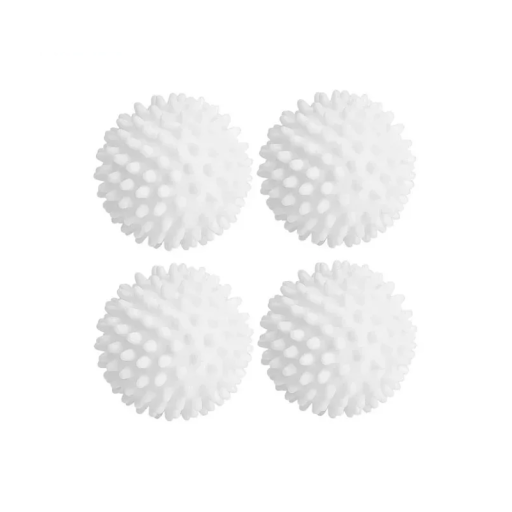 Set med 4 vita torktumlarbollar 6 cm Återanvändbara bollar med spikar Mjukgörande medel Ekologiskt alternativ till sköljmedel
