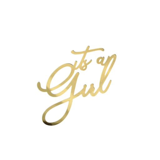 Guldfärgad tårtskylt Det är en flicka 9 cm Akryl tårtdekoration Babyshowerdekoration Barnkalas