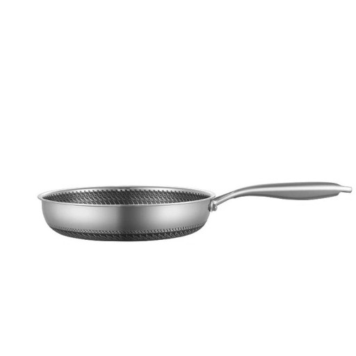 Rostfri stekpanna 26 cm med en höjd på 6,3 cm och ett ergonomiskt handtag