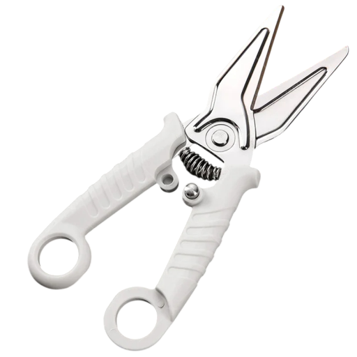 Universell 2-i-1 kökssax med böjd spets och fodral Rostfritt stål Vassa blad Ergonomiskt grepp Säker förvaring