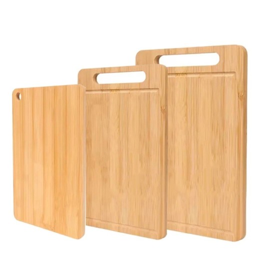 Set med 3 skärbrädor i trä, 34x22 cm, 30,5x20 cm och 20x15 cm med handtag – flera storlekar för dagligt bruk