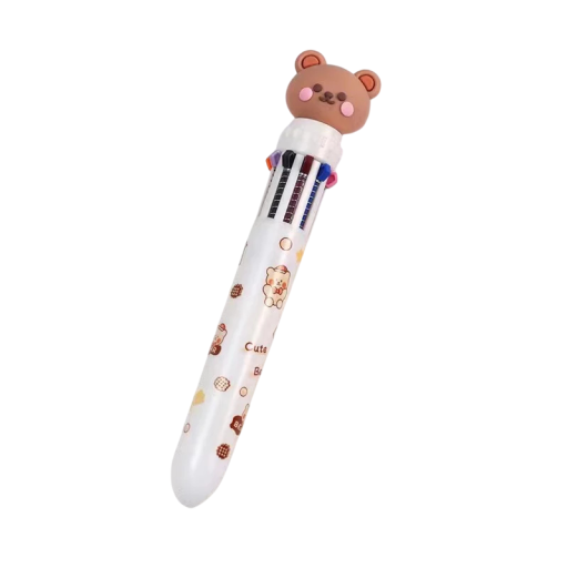 Kulspetspenna 10 färger söt nallebjörn flerfärgad penna 15 x 3 x 2 cm student tecknad penna kontors- och skolmaterial