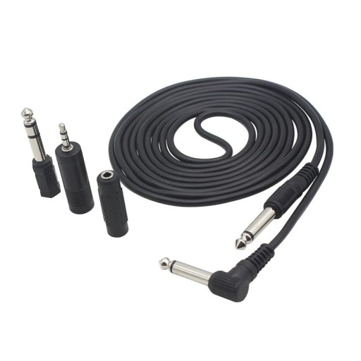 Gitarrkabel 3ms brusreducerande ljudanslutningskabel för elgitarr, bas och keyboard 6,35 mm och 3,5 mm kontakter