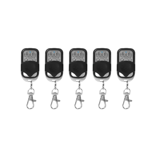 5-pack kopieringsfjärrkontroll 433 MHz 4 knappar universalkontroll för garageport grind räckvidd 50-100 m kloningskod