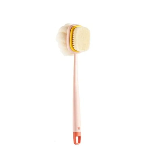 Dubbelsidig badborste 35 x 8 x 6,5 cm Långskaftad borste Exfolierande ryggborste Duschsvamp Mjuka nylonborstar