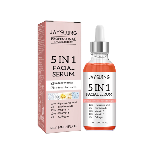 5-i-1 hudserum med C-vitamin och hyaluronsyra 30 ml Återfuktning Ljusgör huden Stramar åt porerna Reducerar hudens ljusare form