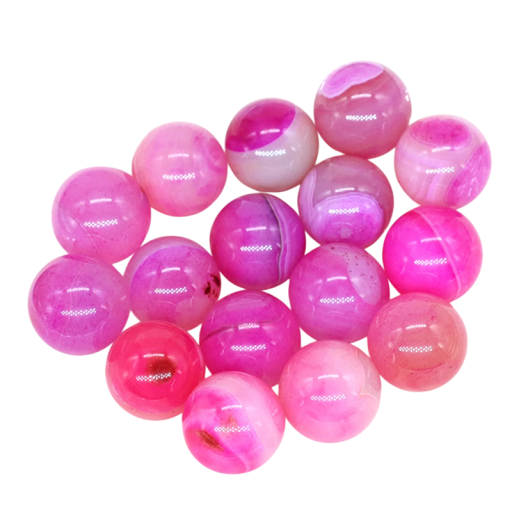Naturliga rosa agatpärlor 16 mm set med 5 mineralpärlor för smyckestillverkning, skapelser, kostymsmycken, dekorationer, armband, halsband